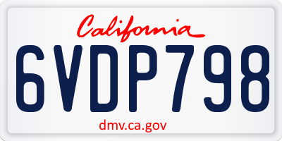 CA license plate 6VDP798