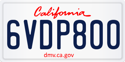 CA license plate 6VDP800