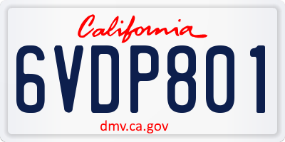 CA license plate 6VDP801