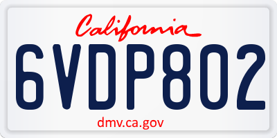 CA license plate 6VDP802