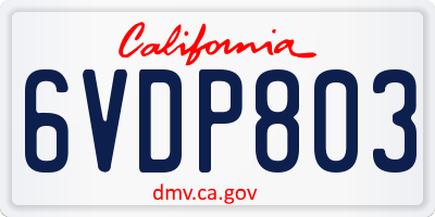 CA license plate 6VDP803