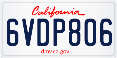 CA license plate 6VDP806