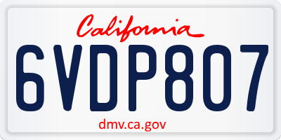 CA license plate 6VDP807