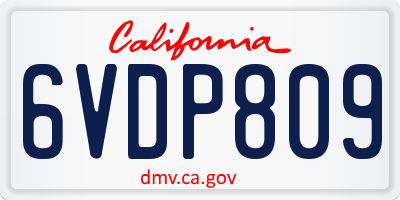 CA license plate 6VDP809