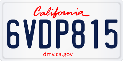 CA license plate 6VDP815