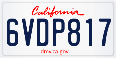 CA license plate 6VDP817