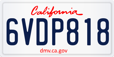 CA license plate 6VDP818