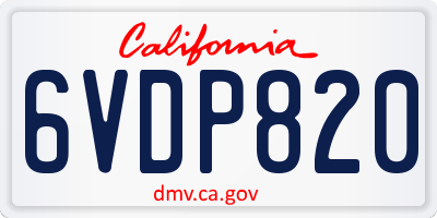 CA license plate 6VDP820
