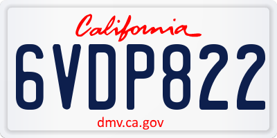 CA license plate 6VDP822