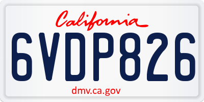 CA license plate 6VDP826