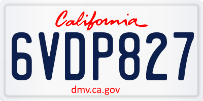 CA license plate 6VDP827