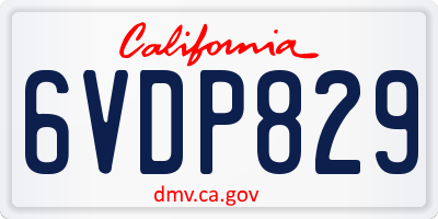 CA license plate 6VDP829