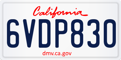 CA license plate 6VDP830
