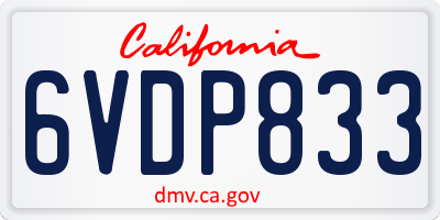 CA license plate 6VDP833