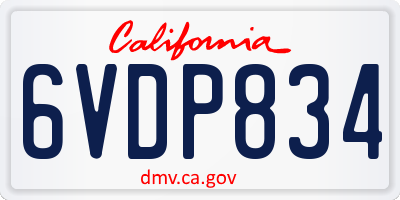 CA license plate 6VDP834