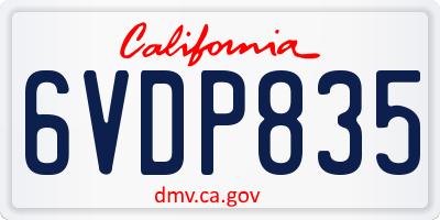 CA license plate 6VDP835