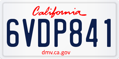 CA license plate 6VDP841