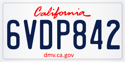 CA license plate 6VDP842