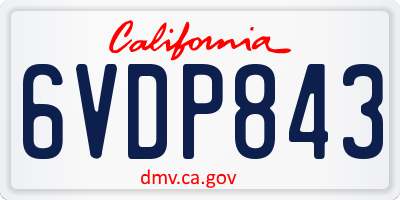 CA license plate 6VDP843