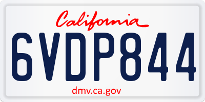 CA license plate 6VDP844