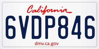 CA license plate 6VDP846