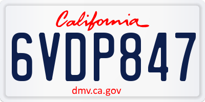 CA license plate 6VDP847