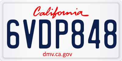 CA license plate 6VDP848