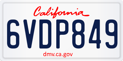 CA license plate 6VDP849
