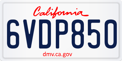 CA license plate 6VDP850