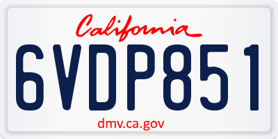 CA license plate 6VDP851