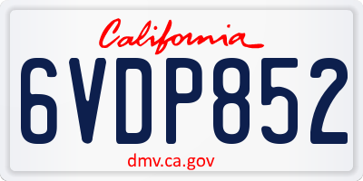 CA license plate 6VDP852