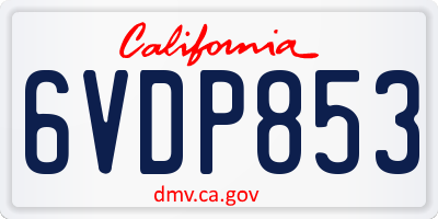 CA license plate 6VDP853