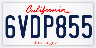 CA license plate 6VDP855
