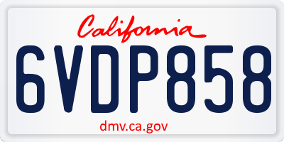 CA license plate 6VDP858
