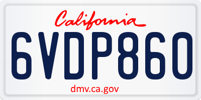 CA license plate 6VDP860