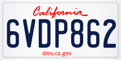 CA license plate 6VDP862