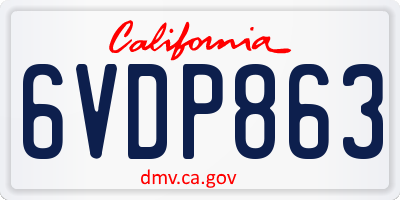 CA license plate 6VDP863