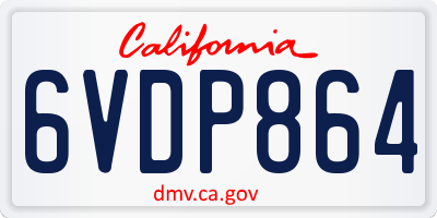 CA license plate 6VDP864