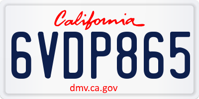 CA license plate 6VDP865