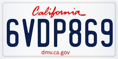 CA license plate 6VDP869