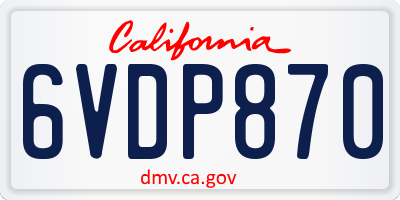 CA license plate 6VDP870