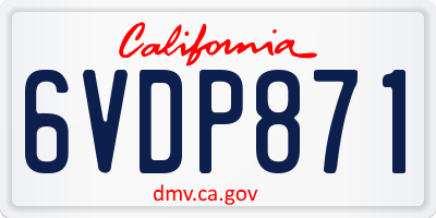 CA license plate 6VDP871