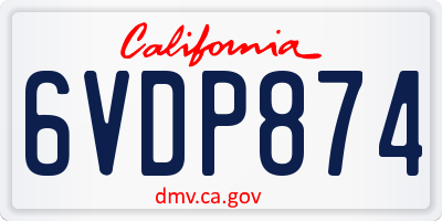 CA license plate 6VDP874