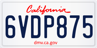 CA license plate 6VDP875