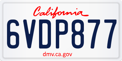 CA license plate 6VDP877