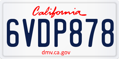 CA license plate 6VDP878