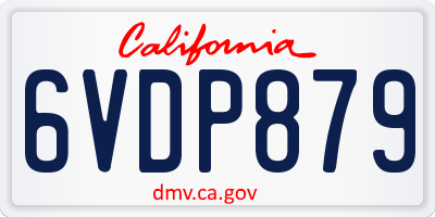 CA license plate 6VDP879