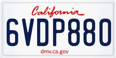CA license plate 6VDP880