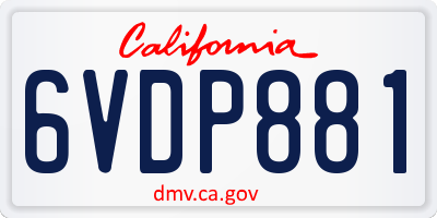 CA license plate 6VDP881