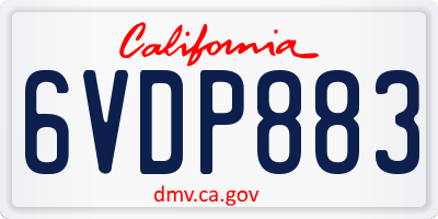CA license plate 6VDP883